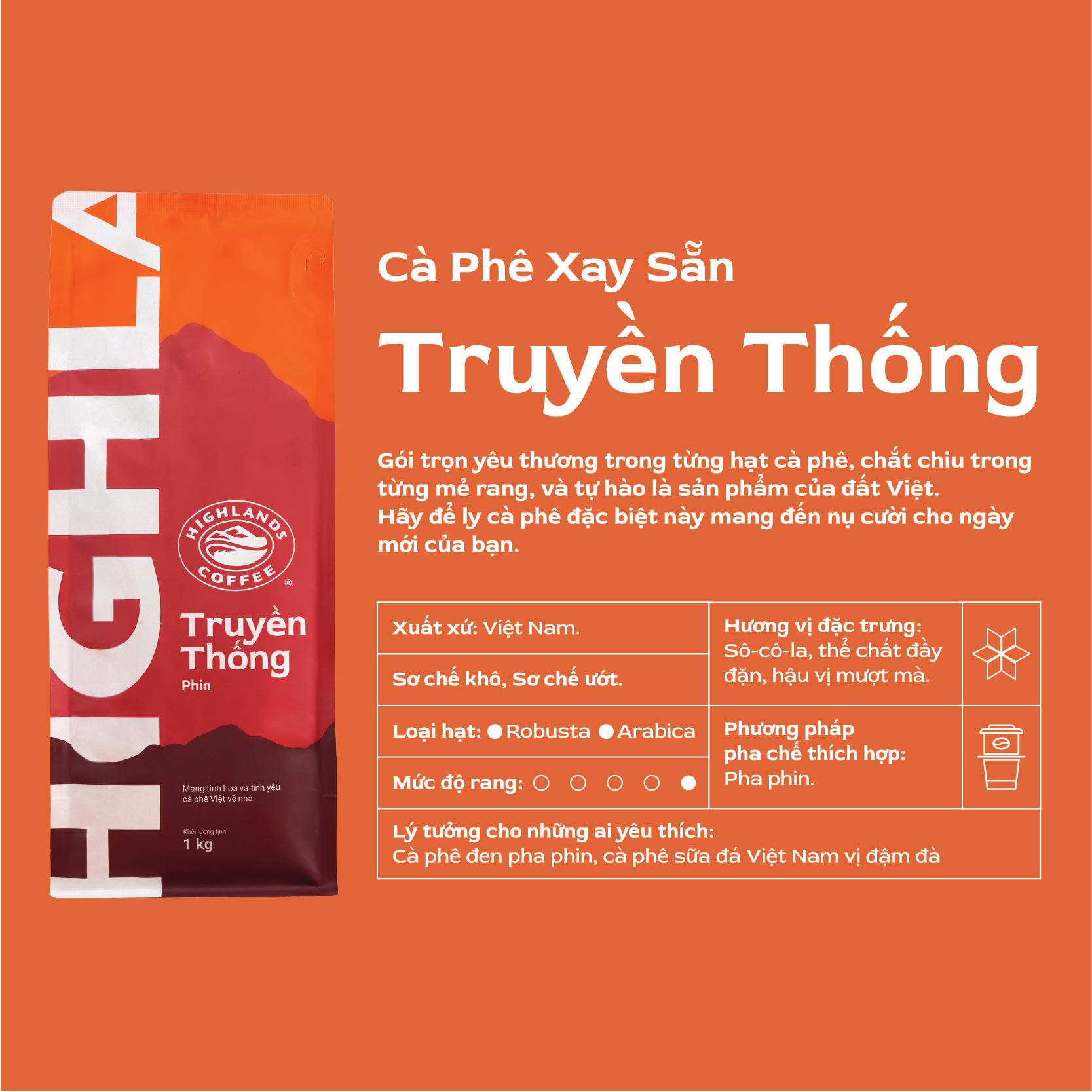 Mua 1 tặng 1 - Mua Cà Phê Bột Truyền Thống Highlands Coffee 1kg Tặng 1 Bình nước plastic 500ml màu ngẫu nhiên (quà kèm đơn hàng)