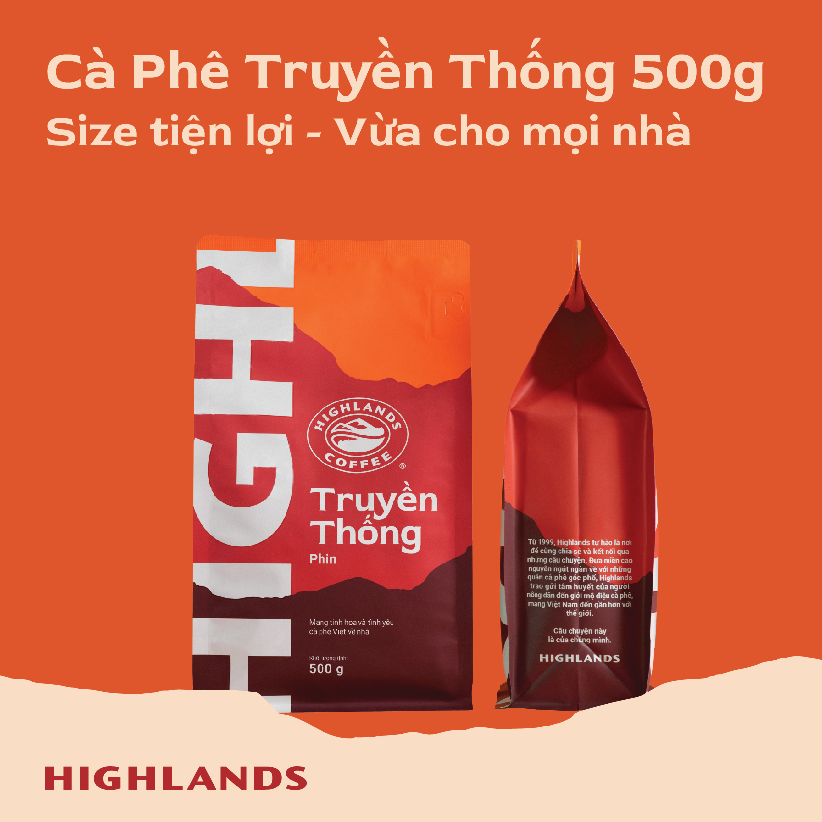 Nhập mã BANMOI - Cà Phê Rang Xay Truyền Thống Highlands Coffee 500g