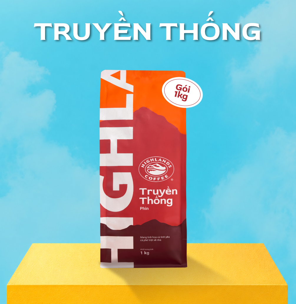 [MUA 2 TẶNG 2- Mua 2 gói Cà phê Bột Truyền Thống 1kg Tặng 01 gói Truyền thống 200g và 01 bình giữ nhiệt Highlands