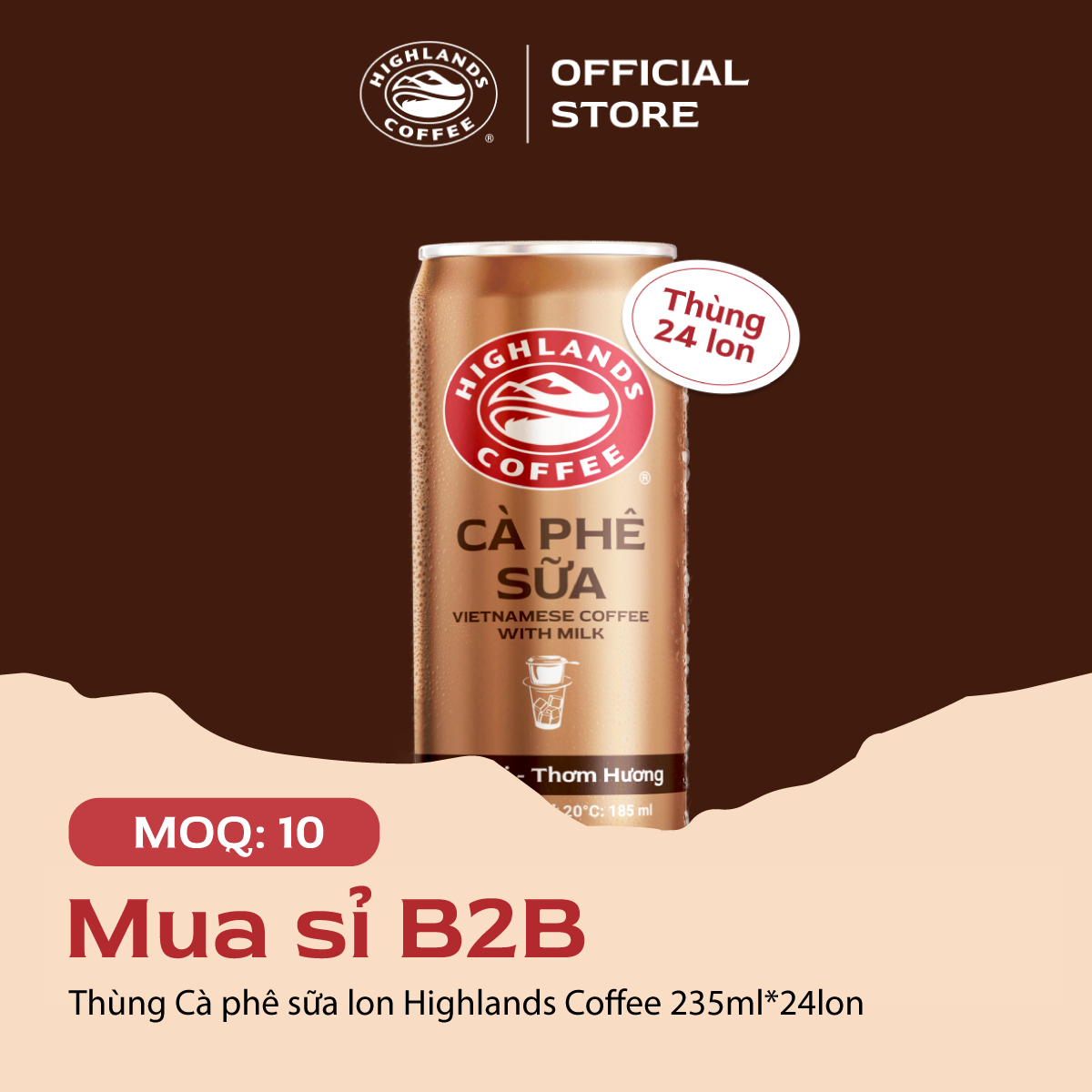 [MUA GIÁ SỈ] Thùng 24 Lon Cà Phê Sữa Highlands Coffee 185ml/lon