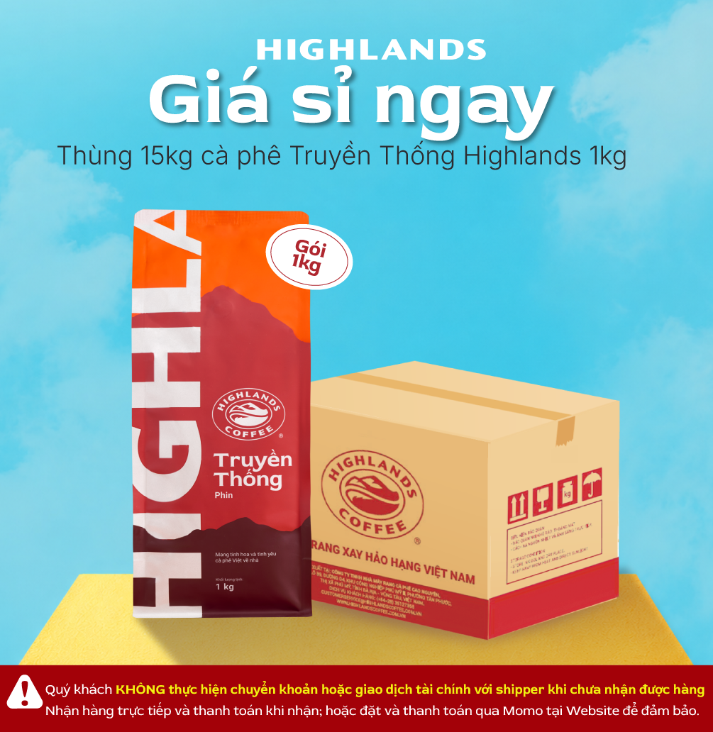 [Giá sỉ tốt] Thùng 15Kg Cà Phê Truyền Thống Highlands Coffee 1kg