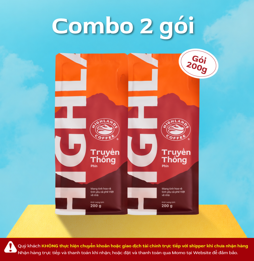 Combo 2 Gói Cà Phê Rang Xay Truyền Thống Highlands Coffee 200g/gói