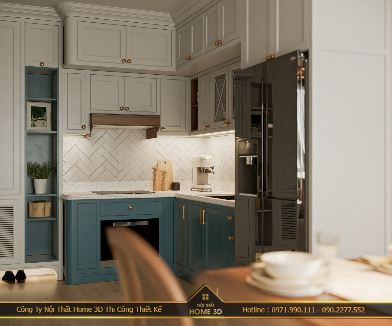 Thi công nội thất tân cổ điển, tinh tế - Báo giá thi công nội thất cùng Home 3D