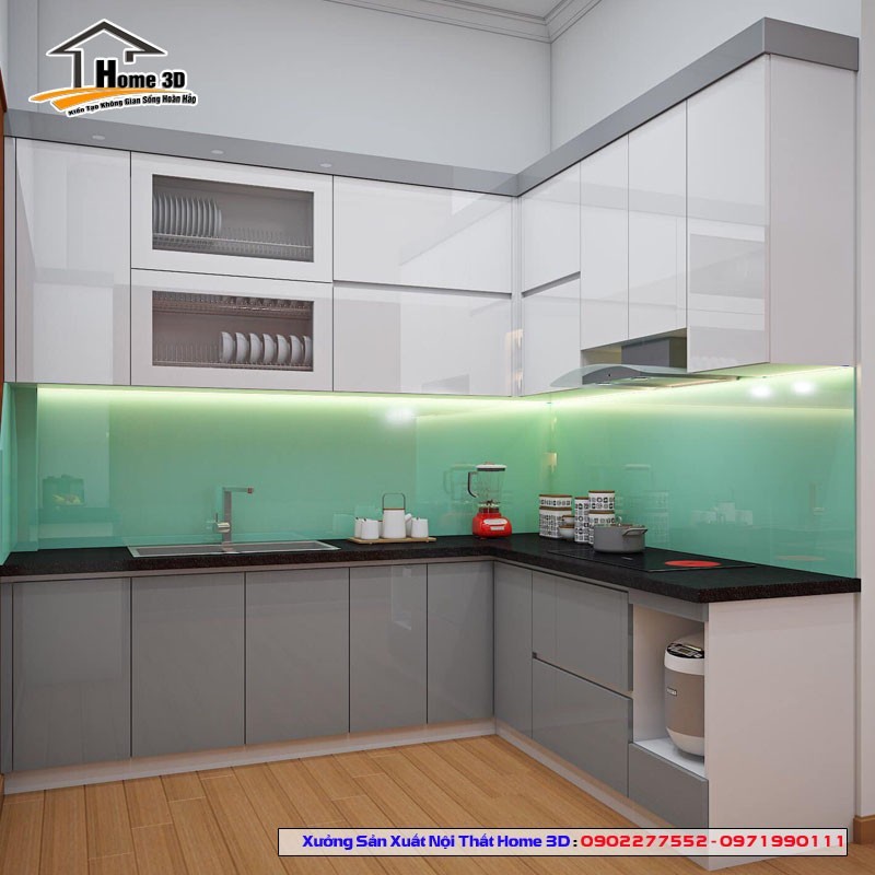 Tủ Bếp Inox Cánh Acrylic - Home 3D
