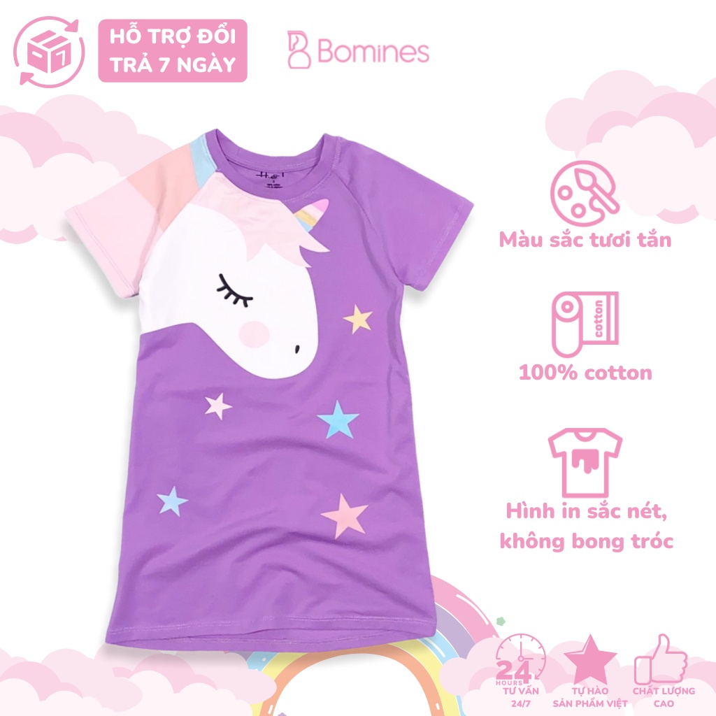 Váy cho bé gái Unicorn BOMINES, đầm Unicorn dáng suông dễ thương ...