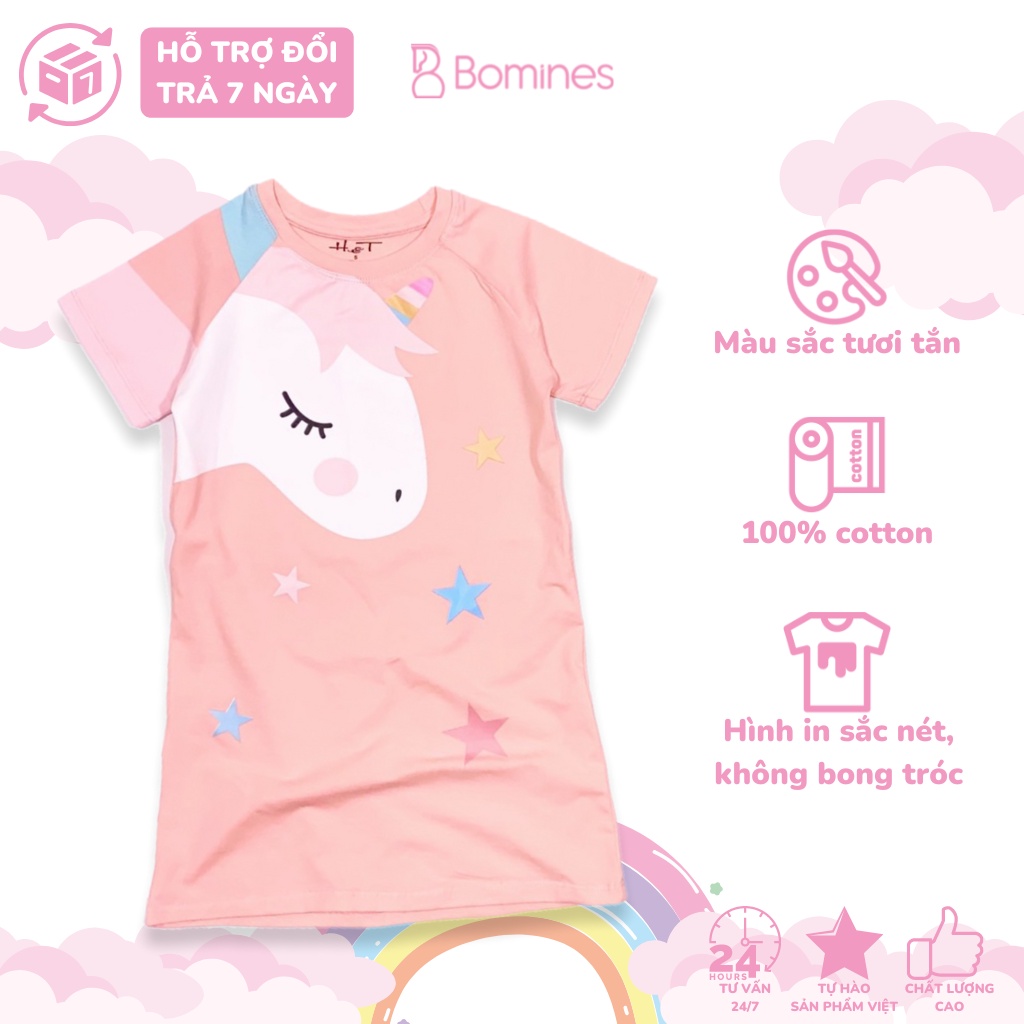 Váy cho bé gái Unicorn BOMINES, đầm Unicorn dáng suông dễ thương ...