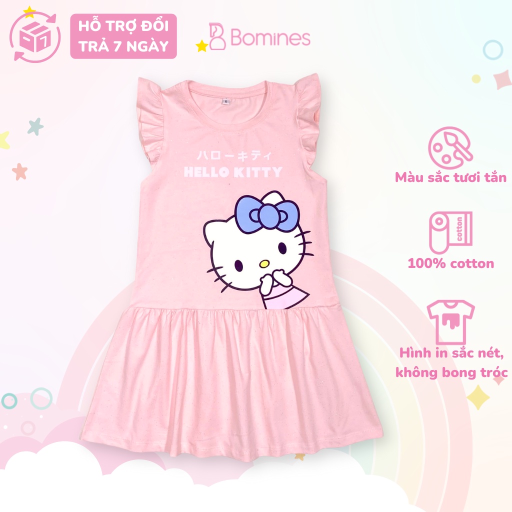 Đầm Dự Tiệc Phối Lưới Hello Kitty Váy Bé Gái Kitty Bomines Cho Bé Từ