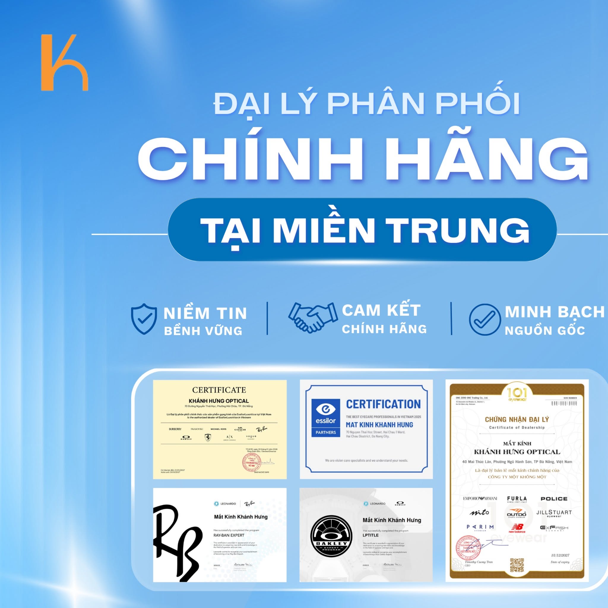 Chứng nhận Đại lý ủy quyền chính thức EssilorLuxottica miền Trung
