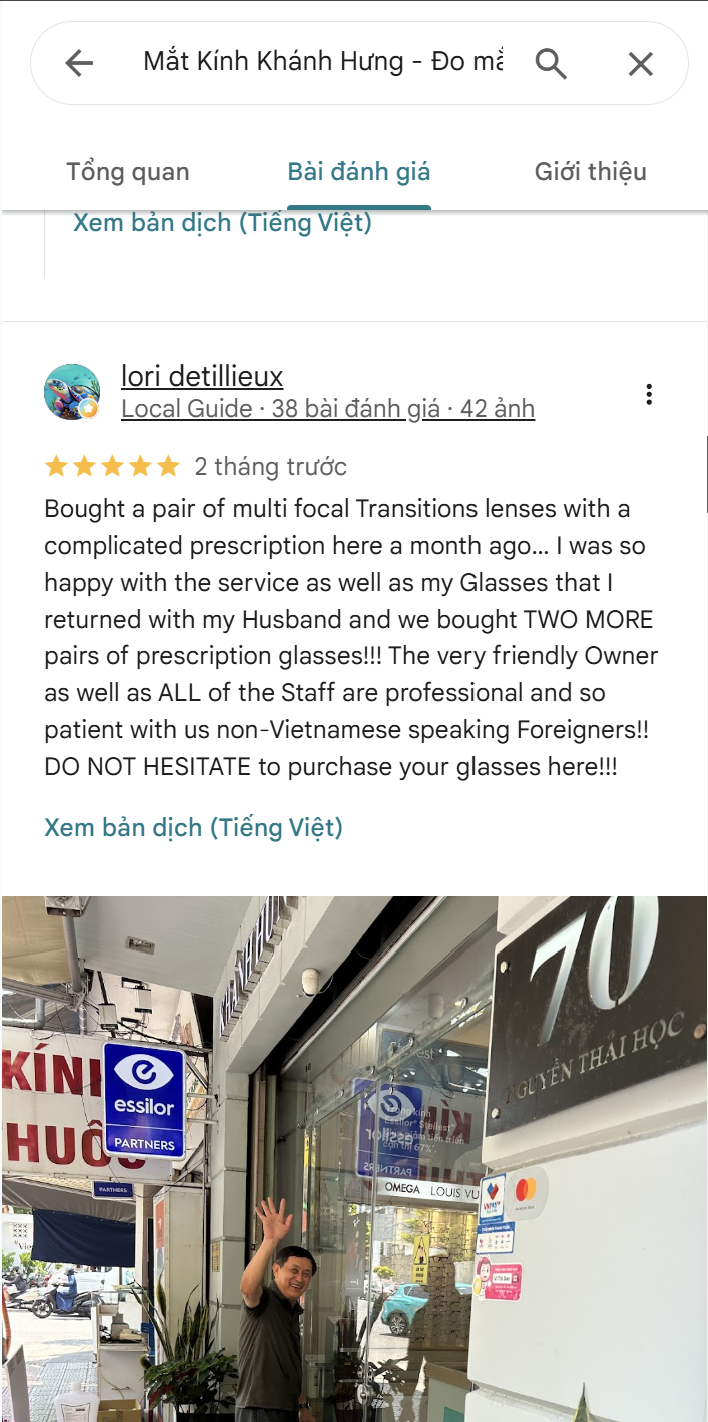 Đánh giá 5 sao từ khách hàng lori detillieux