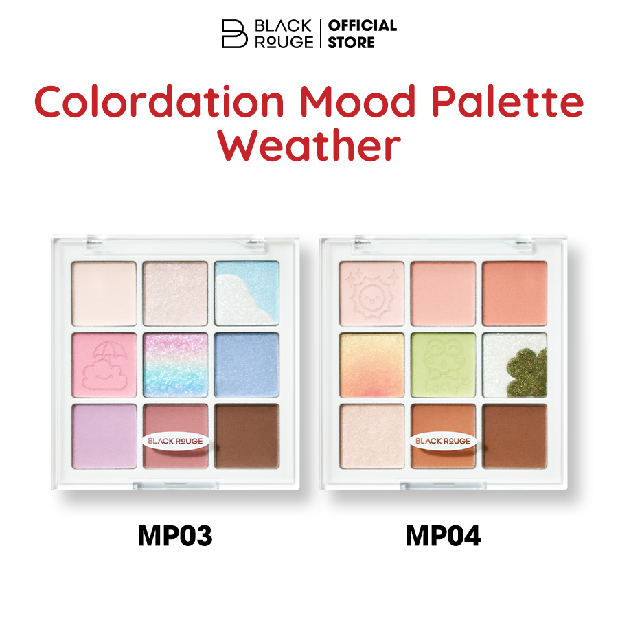 Bảng Phấn Mắt 9 Ô Màu Có Highlight Black Rouge Colordation Mood Palette - Weather Zip