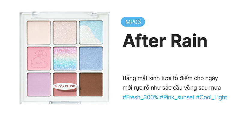 Bảng Phấn Mắt 9 Ô Màu Có Highlight Black Rouge Colordation Mood Palette - Weather Zip