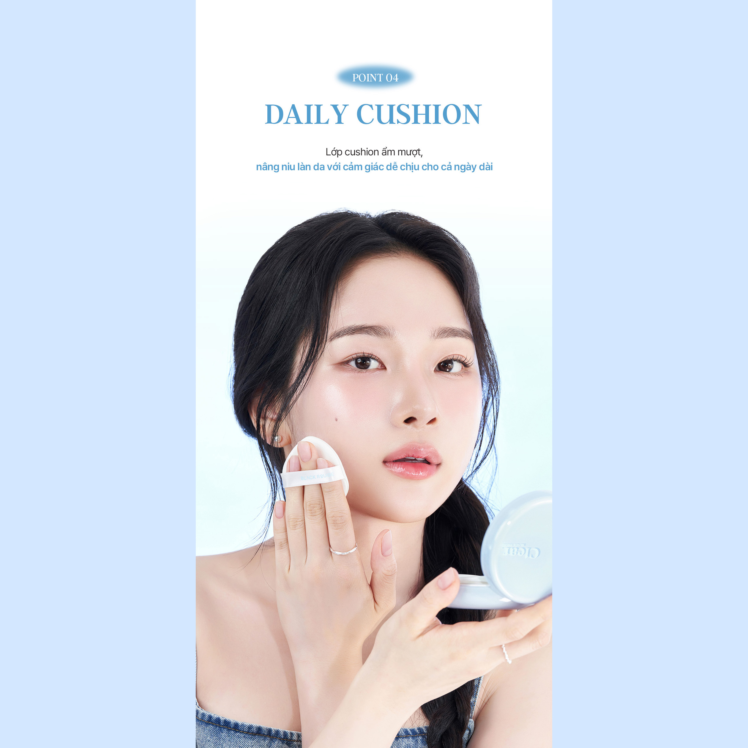 Phấn Nước Căng Bóng Mỏng Nhẹ Black Rouge Thin Layer Clear Cushion SPF50+/PA++++ 14g