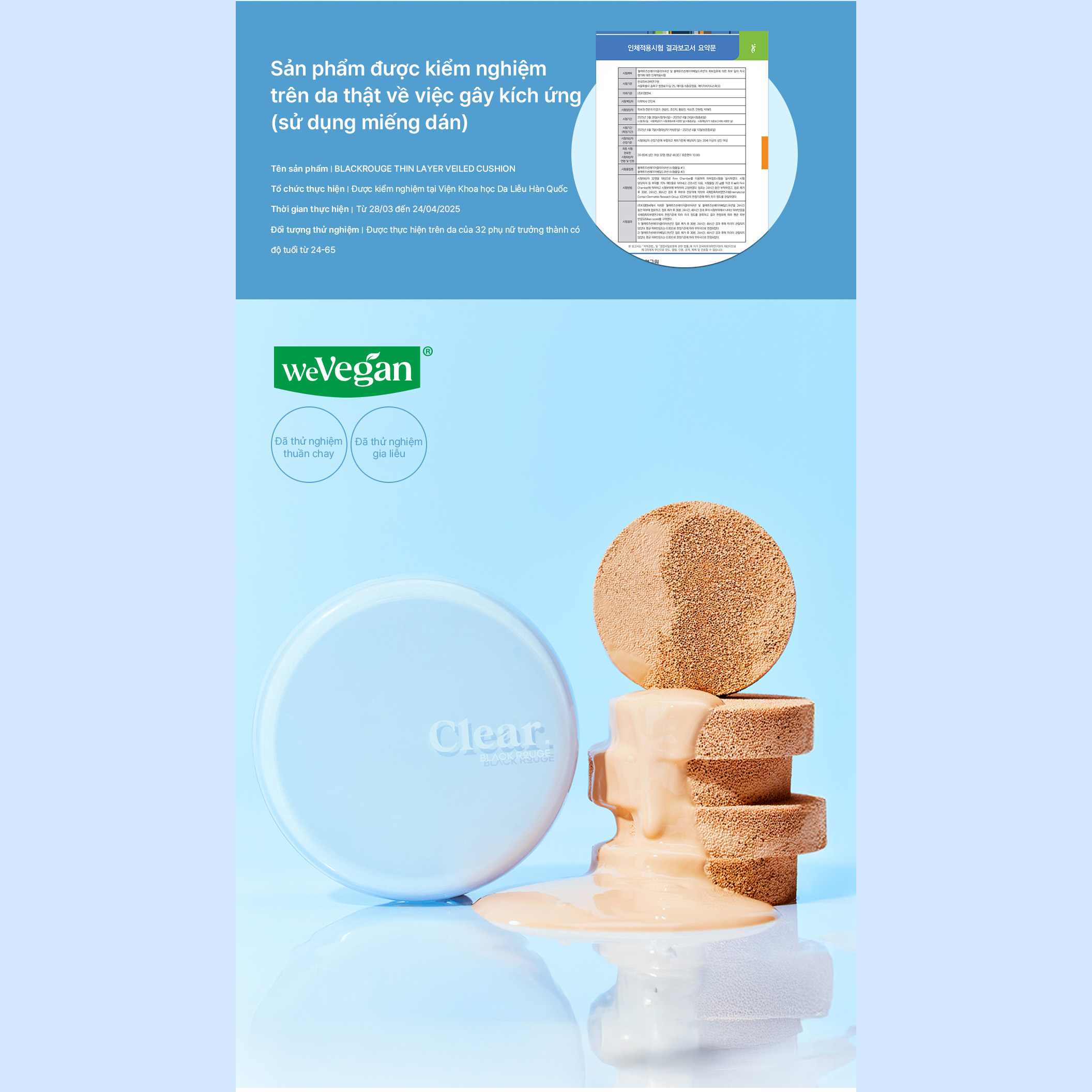 Phấn Nước Căng Bóng Mỏng Nhẹ Black Rouge Thin Layer Clear Cushion SPF50+/PA++++ 14g