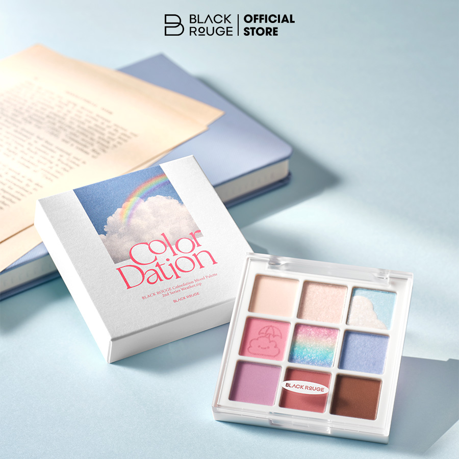 Bảng Phấn Mắt 9 Ô Màu Có Highlight Black Rouge Colordation Mood Palette - Weather Zip