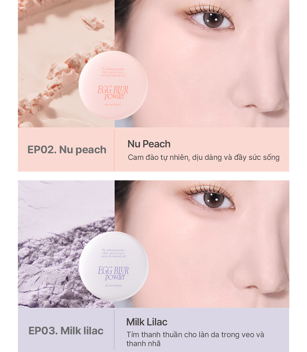 Phấn Phủ Black Rouge Egg Blur Powder Kiềm Dầu Làm Mờ Lỗ Chân Lông