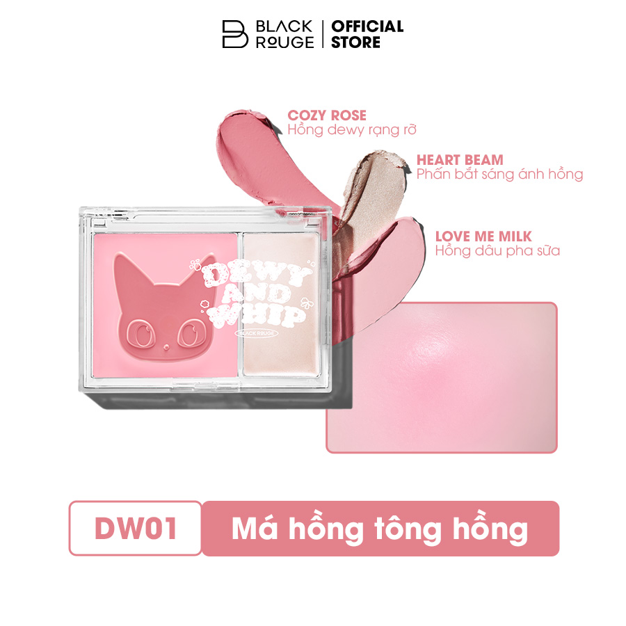 Má Hồng Kem Kèm Highlight Black Rouge Dewy Whip Cheek And Beam 75.1g