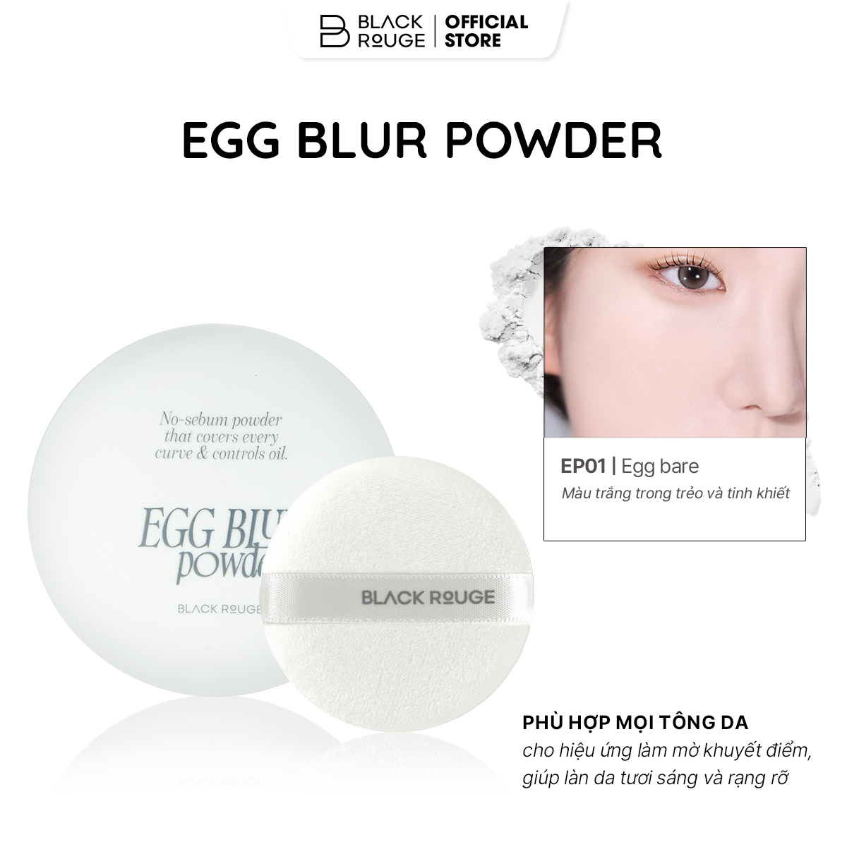 Phấn Phủ Black Rouge Egg Blur Powder Kiềm Dầu Làm Mờ Lỗ Chân Lông