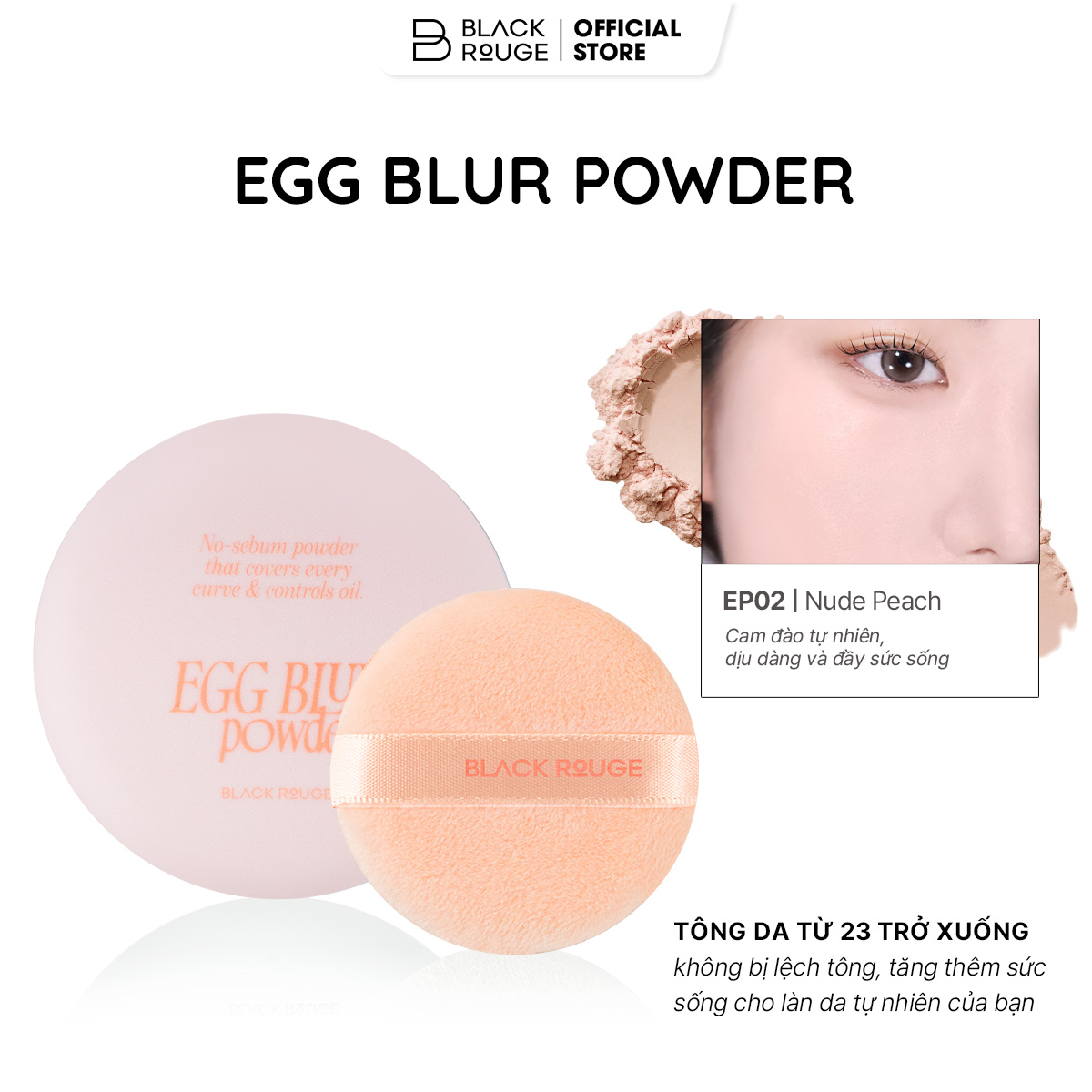 Phấn Phủ Black Rouge Egg Blur Powder Kiềm Dầu Làm Mờ Lỗ Chân Lông
