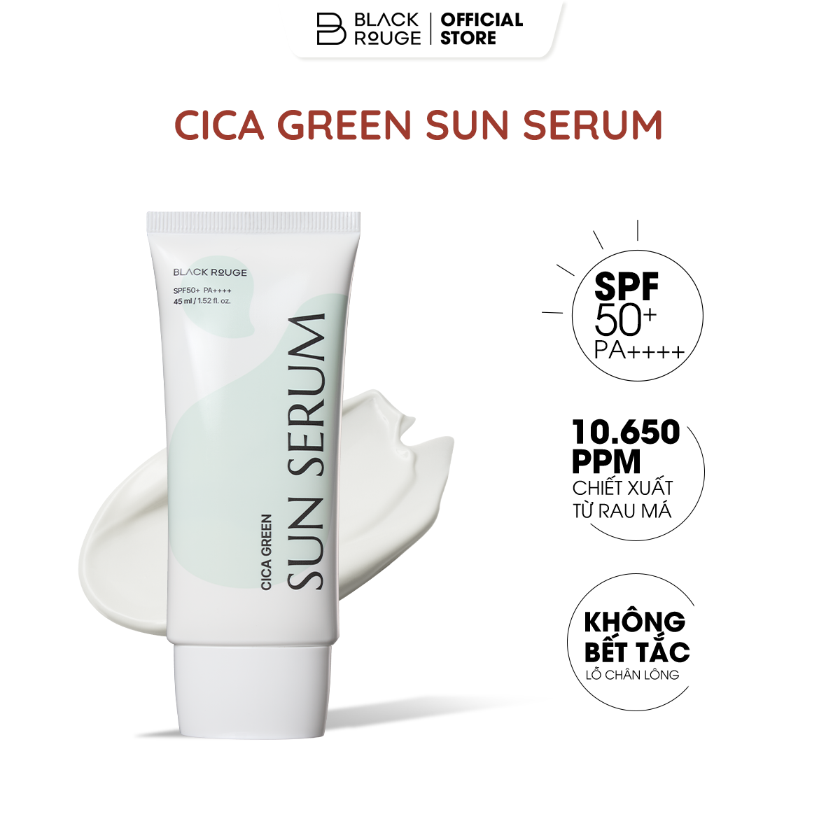 Tinh Chất Chống Nắng Black Rouge Cica Green Sun Serum Hàn Quốc SPF50+ 45ml
