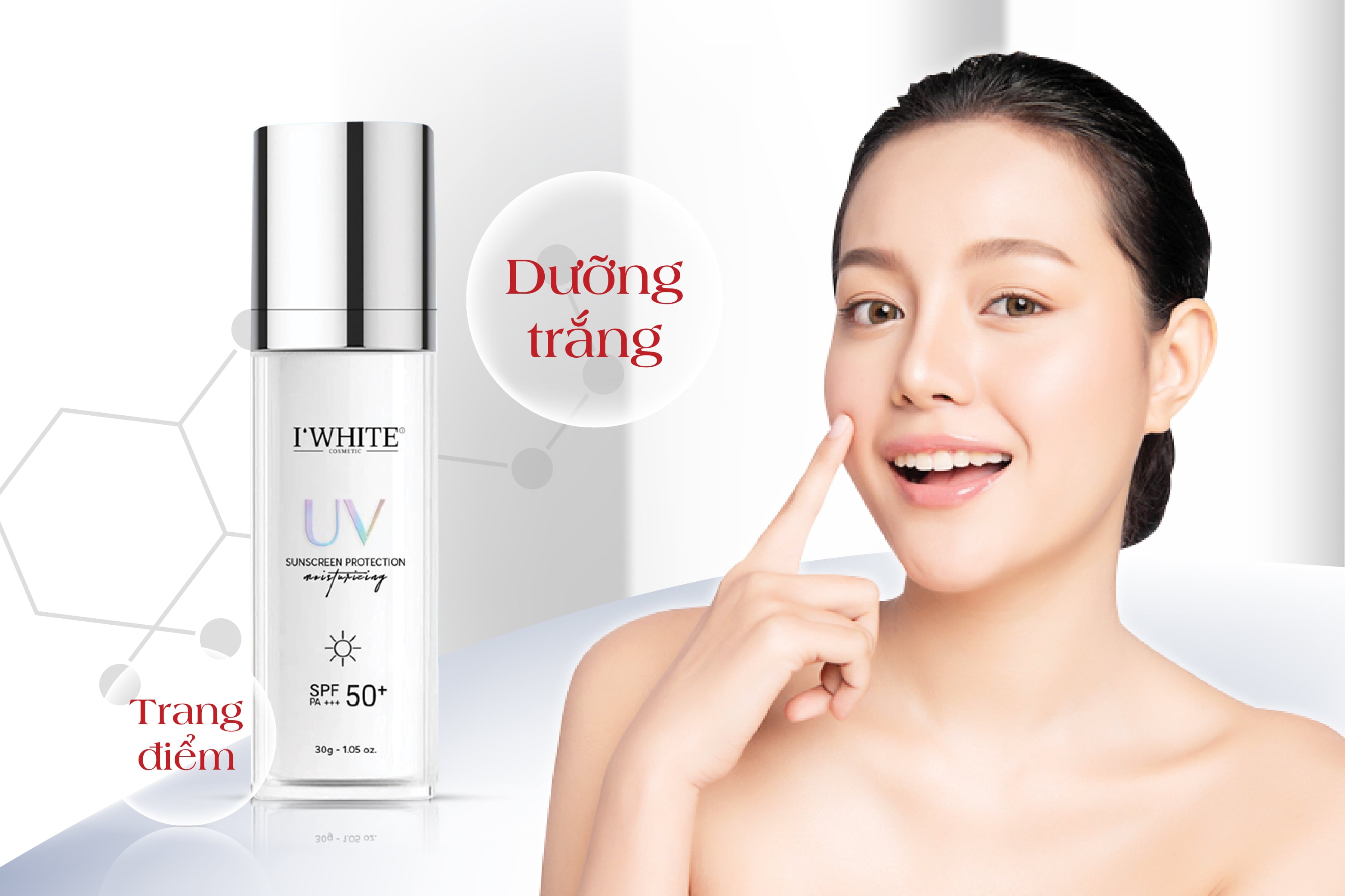 Kem chống nắng vật lý I'WHITE - UV PROTECTION SUN BLOCK MAKE UP SPF+ 50 PA++