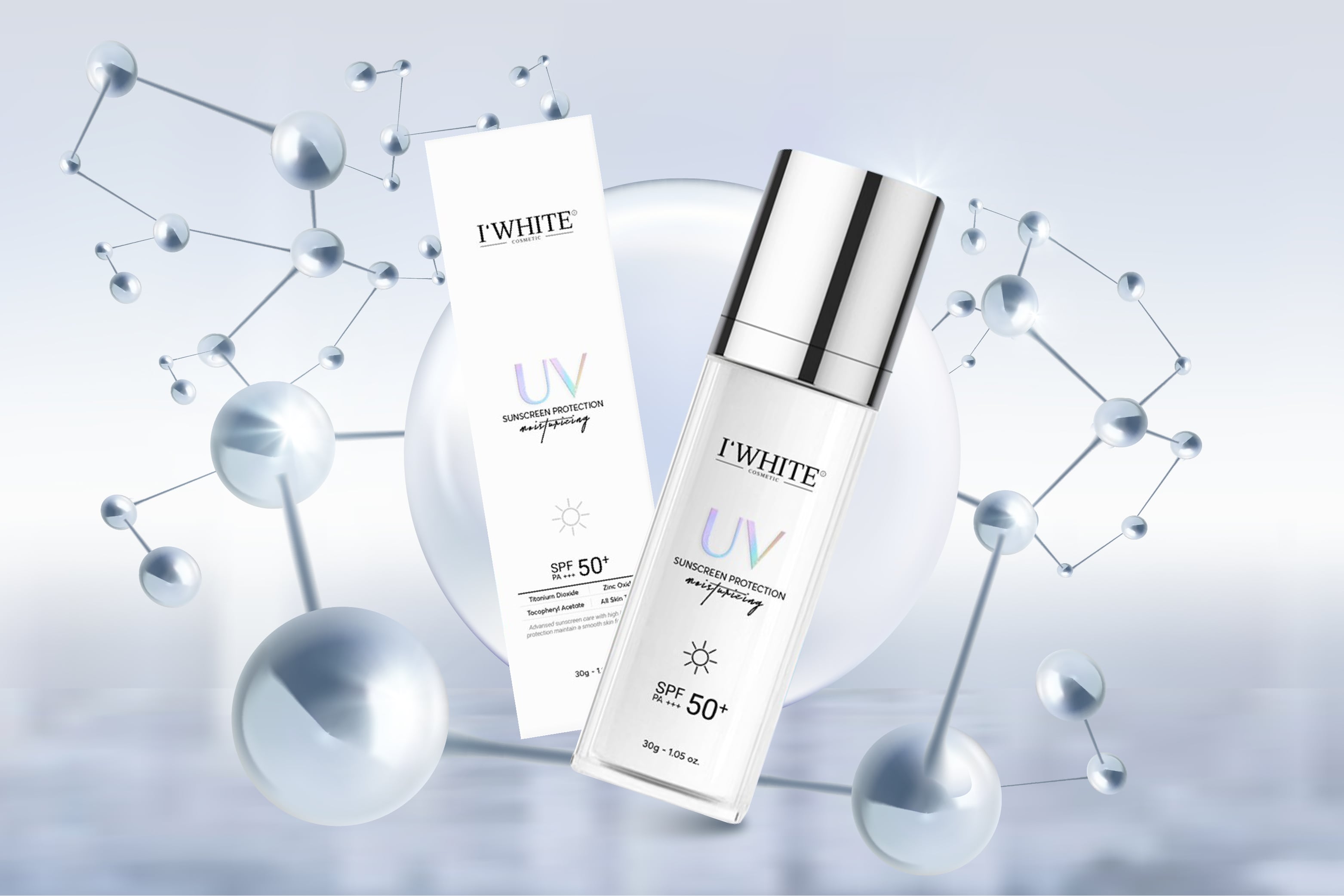 Kem chống nắng vật lý I'WHITE - UV PROTECTION SUN BLOCK MAKE UP SPF+ 50 PA++