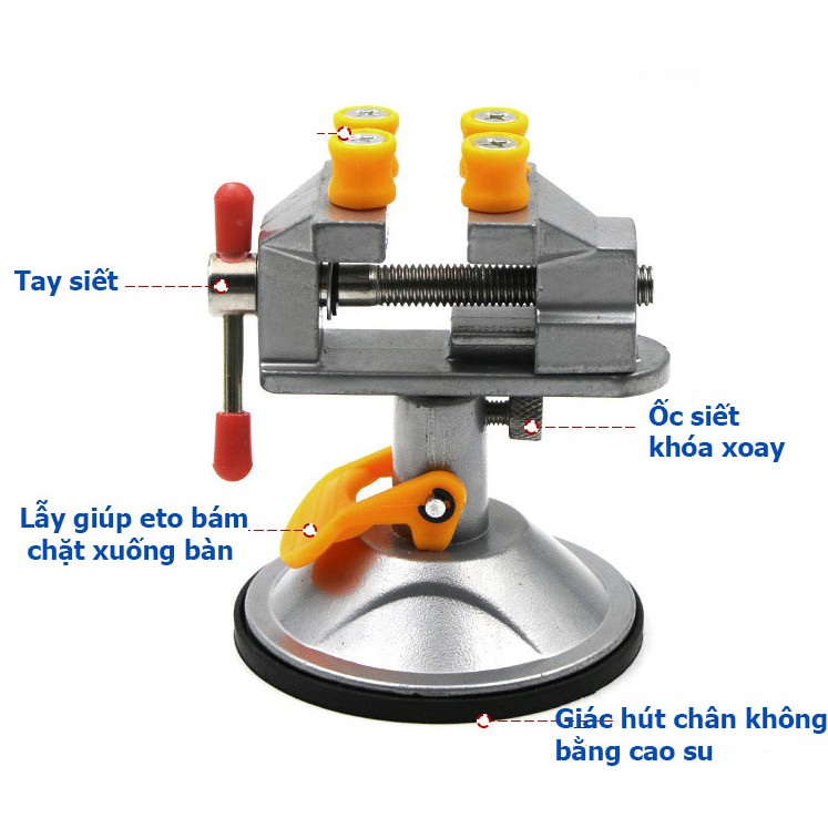 Ê tô mini để bàn dạng đế hít xoay 360 độ - Eto để bàn dụng cụ DIY