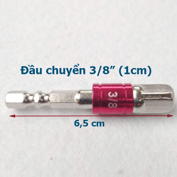 Đầu chuyển vít sang khẩu Bulong (chuôi lục giác) 3 kích cỡ 1/4 3/8 1/2 (dài 7cm)