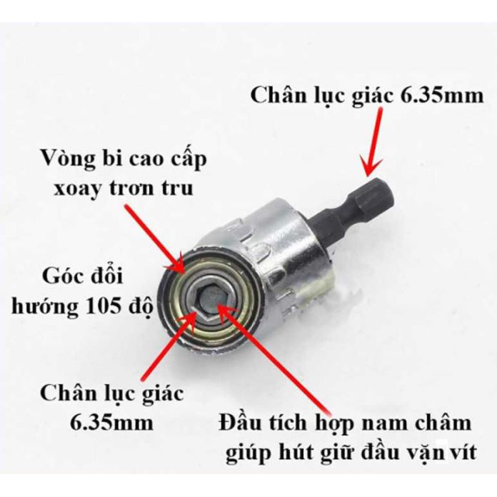 Đầu chuyển hướng bắt vít chân lục giác dùng cho máy khoan bắn vít