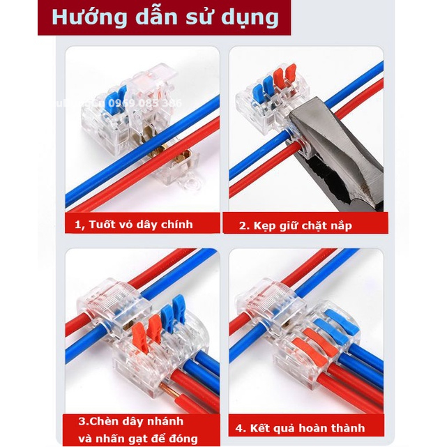 Cút nối dây điện nhanh không cần cắt dây KT22 KT24. Cút chia điện siêu nhanh chữ T