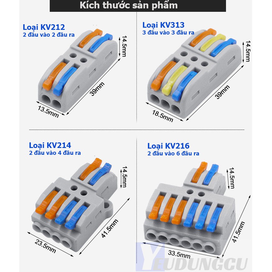Cút nối dây điện nhanh Kẹp giắc KV212 KV214 KV111 2