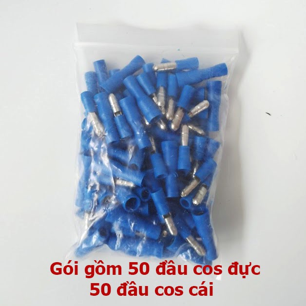 Túi gồm 50 cặp Jack đực cái 4mm đầu COS nối dây điện