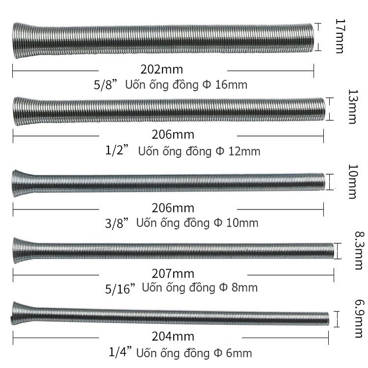 Combo bộ 5 lò xo uốn ống đồng điều hòa