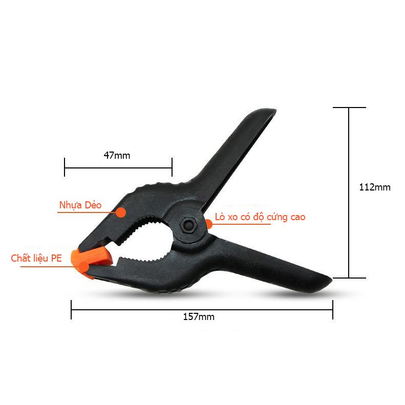 Kẹp gỗ nhanh chữ A 6inch, 4inch, 3inch - Kẹp lò xo nhựa (Mua 4 Tặng 1)