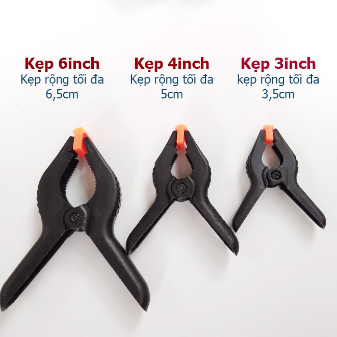Kẹp gỗ nhanh chữ A 6inch, 4inch, 3inch - Kẹp lò xo nhựa (Mua 4 Tặng 1)