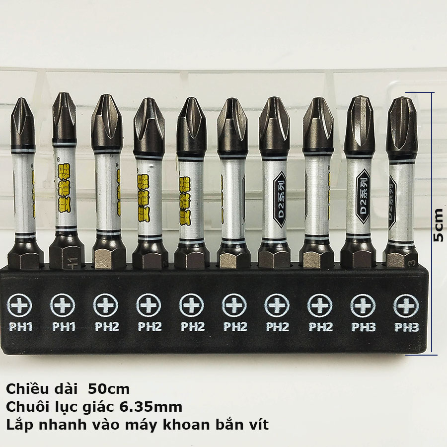 Bộ Lục Giác Hoa Thị lắp nhanh máy Khoan Bắn vít bằng Thép Hợp Kim NunChaku D2