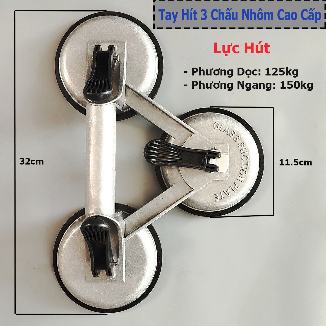 Hít Kính, Hút Gạch Cầm Tay 2 Chấu 3 Chấu | Tay Cầm Nhôm Cao Cấp | Chịu Tải 100-150kg