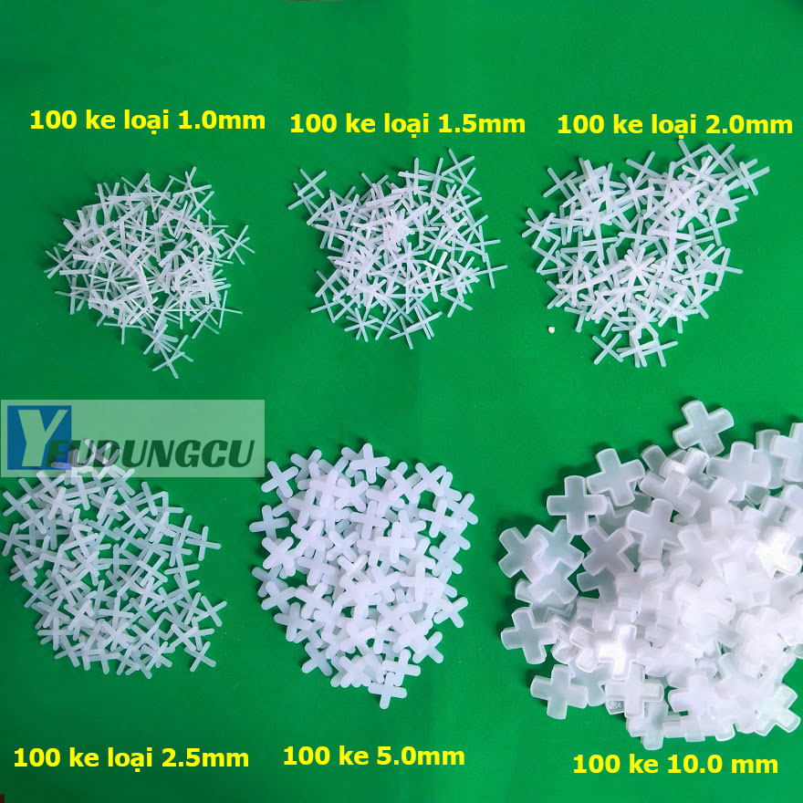 100 chiếc ke lát gạch chữ thập 1mm, 1.5mm, 2mm 2.5mm 5mm 10mm