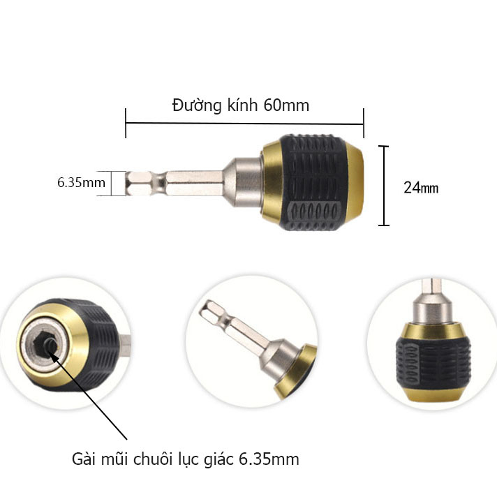 Đầu Kẹp Vít Nhanh YDC Gắn Máy Khoan - Kẹp Nhanh Đầu Bắn Vít