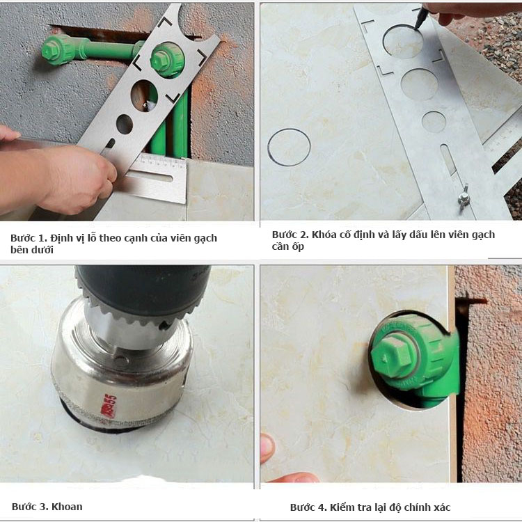 Thước lấy dấu khoan khoét lỗ gạch - Thước 2 đoạn Lấy dấu ống nước