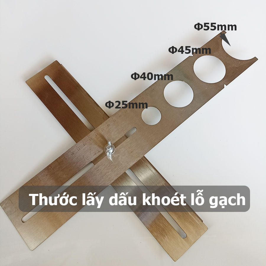 Thước lấy dấu khoan khoét lỗ gạch - Thước 2 đoạn Lấy dấu ống nước