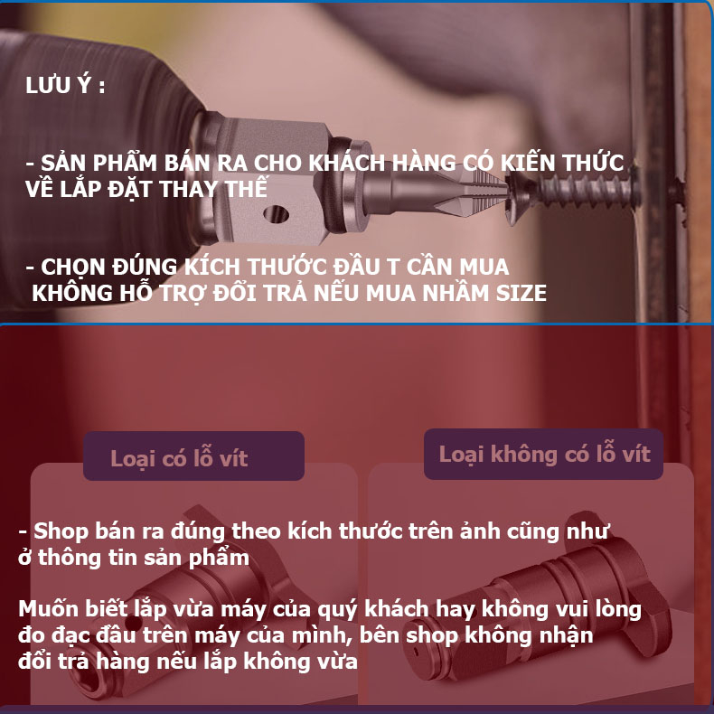 Đầu Bulong 1/2  Chữ T Thay Thế cho Máy Bu Lông, Máy Bắn Vít
