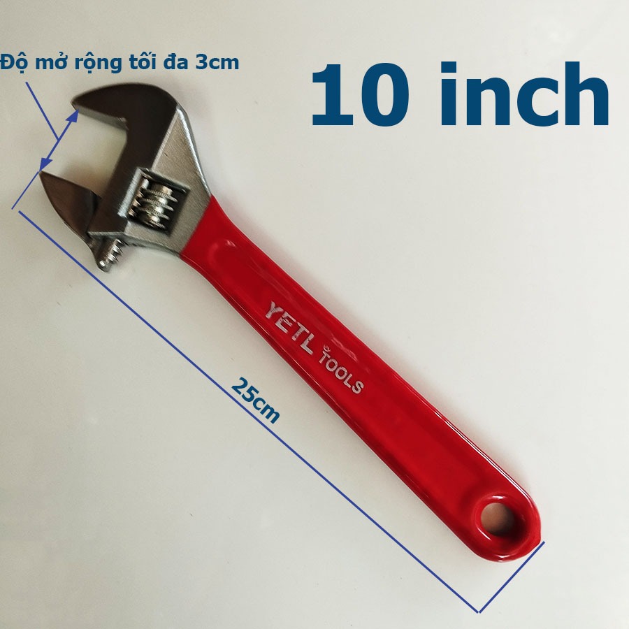 Mỏ lết tay cao su đỏ YETL Thép CRV các cỡ 8 10 12 inch