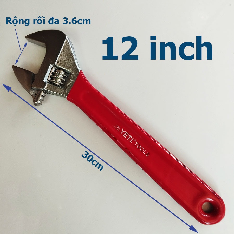 Mỏ lết tay cao su đỏ YETL Thép CRV các cỡ 8 10 12 inch