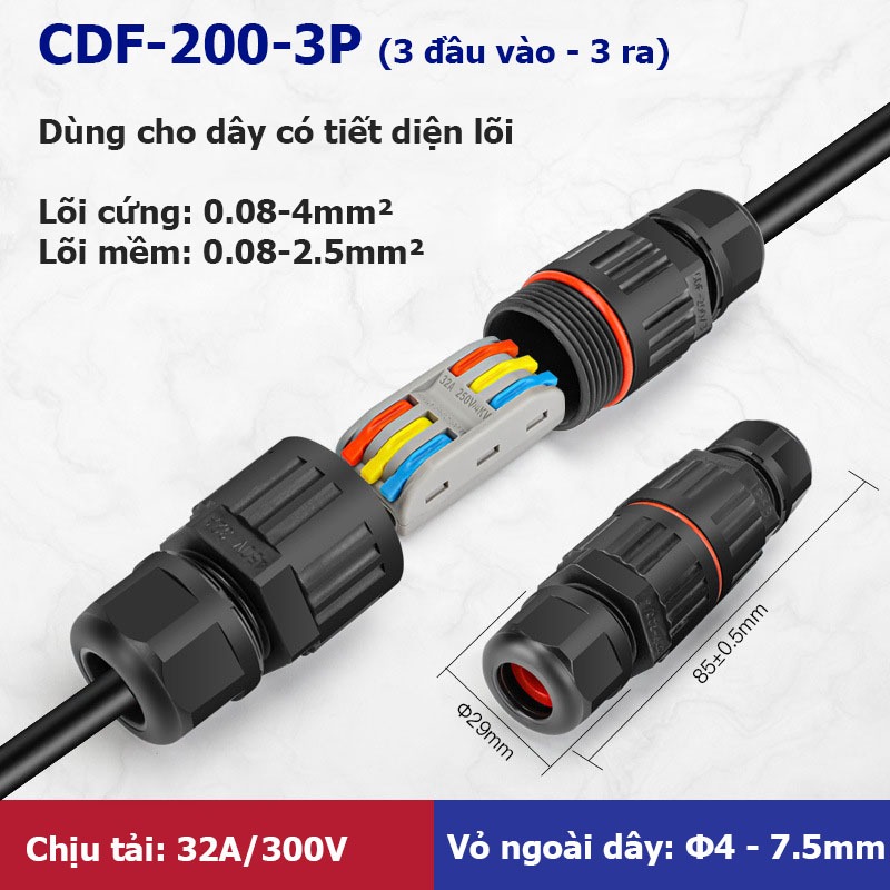 Cút nối dây điện chống nước 2 lõi , 3 lõi cho dây từ 0.5 - 2mm²