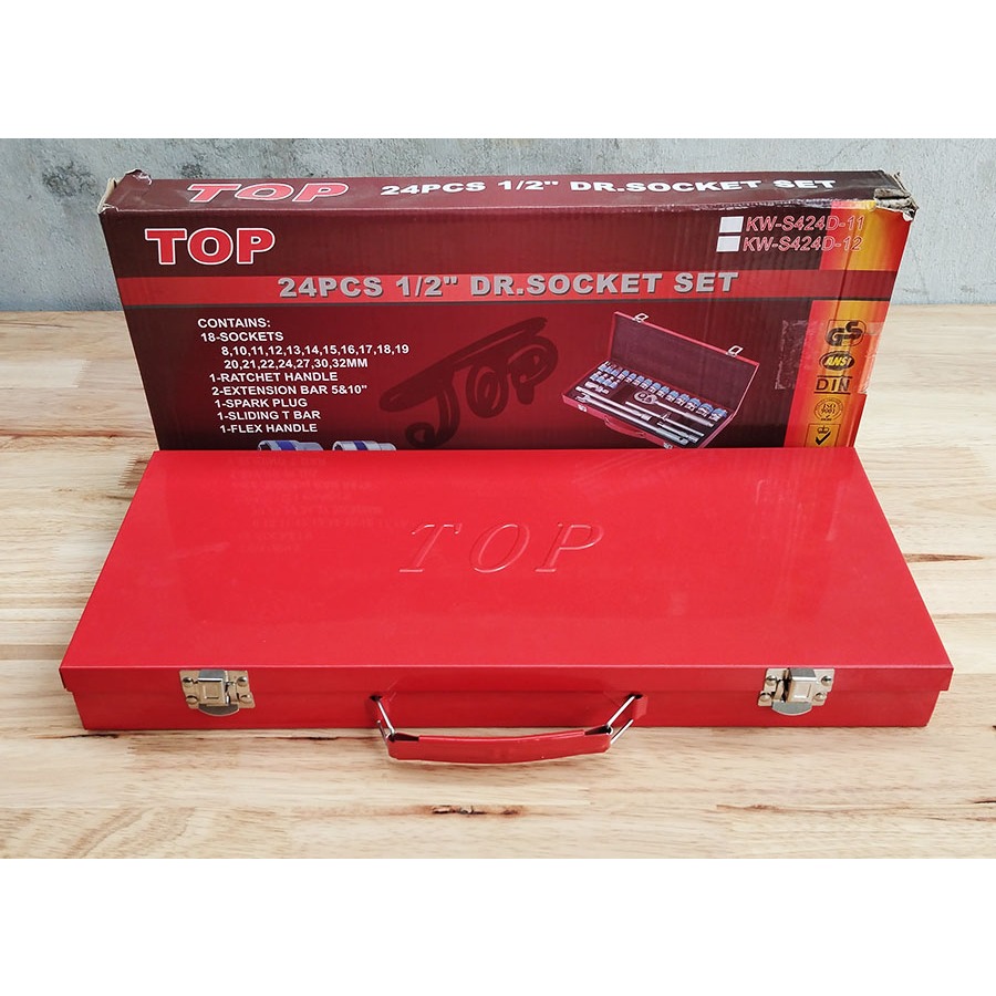 Bộ Đầu Tuýp Khẩu 24 chi tiết TOP Tiêu Chuẩn Đức Tthép CR-V hệ 1/2 In
