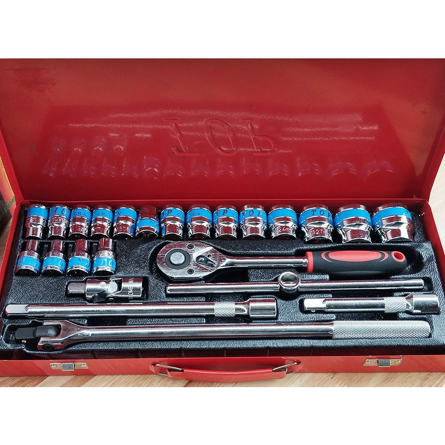 Bộ Đầu Tuýp Khẩu 24 chi tiết TOP Tiêu Chuẩn Đức Tthép CR-V hệ 1/2 In