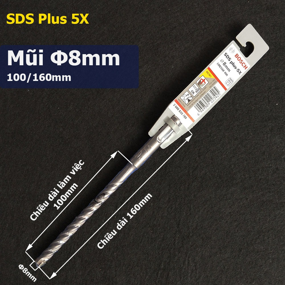Mũi Khoan Bê Tông 4 Cạnh SDS Plus-5X BOSCH Chính Hãng
