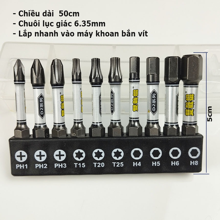 Bộ Lục Giác Hoa Thị lắp nhanh máy Khoan Bắn vít bằng Thép Hợp Kim NunChaku D2