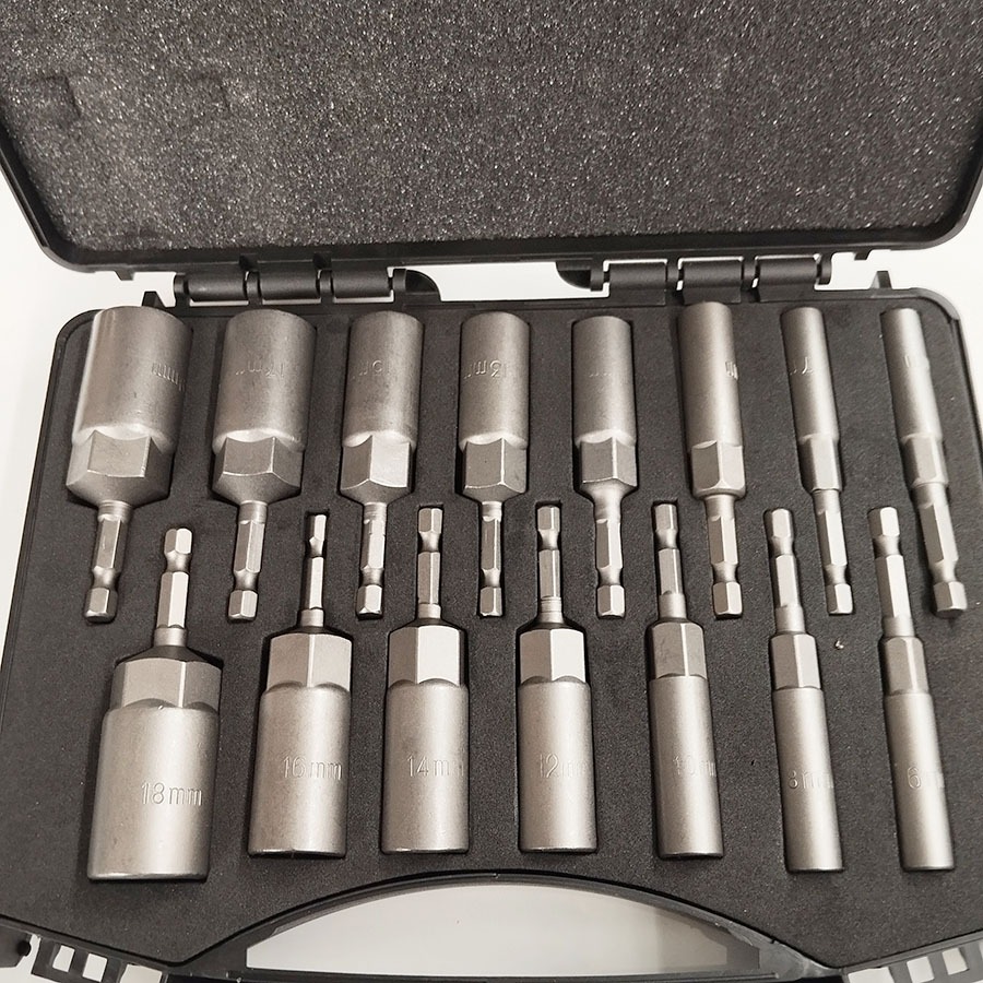 Bộ Đầu Khẩu Chụp Sâu Lòng Dài 80mm Chân Lục Giác Lắp Máy Khoan Bắn Vít 15 Chi Tiết