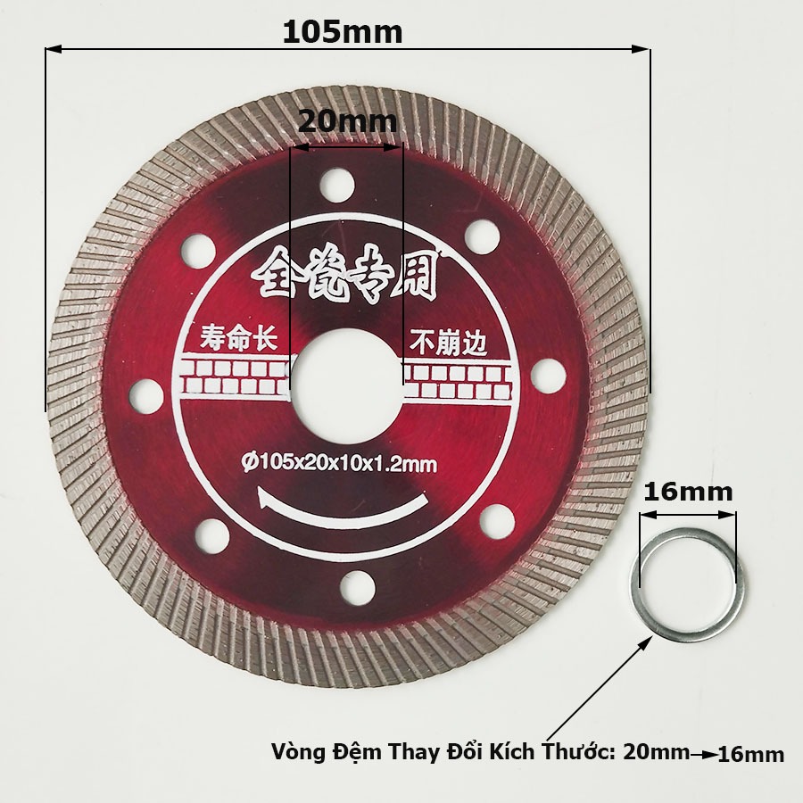 Lưỡi cắt đa năng chuyên cắt Gạch men Cắt đá - Đĩa cắt kim cương 1 tấc 105 110mm